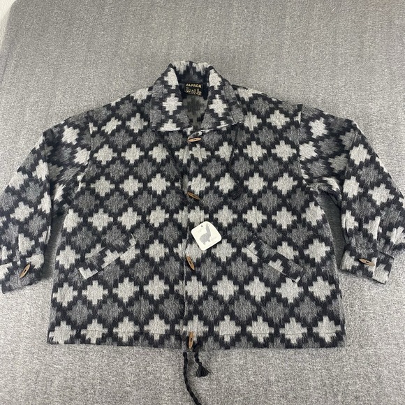 Condor Tips Jackets & Blazers - NWT Alpaca Wool Blend Southwestern Jacket Womens Gray Black 50% Alpaca Coat XL